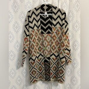 Southwestern Flair! Dreamers Black and Multicolor Chevron Cardigan